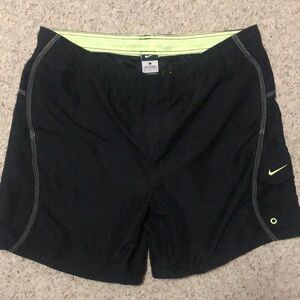 Nike Black Athletic Swim Shorts with Neon Accents